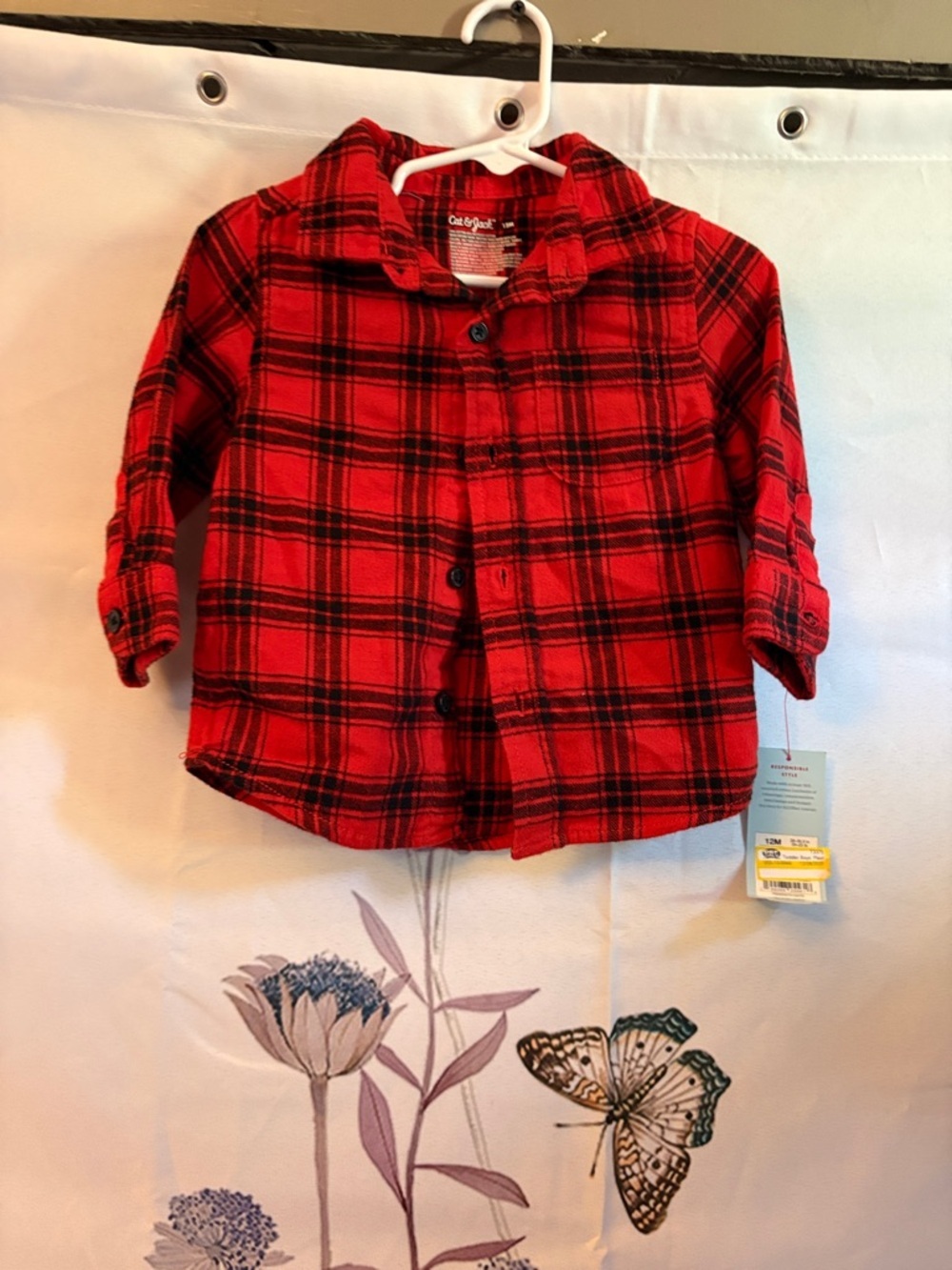 Carter's Red & Black Plaid Button-Down Shirt
